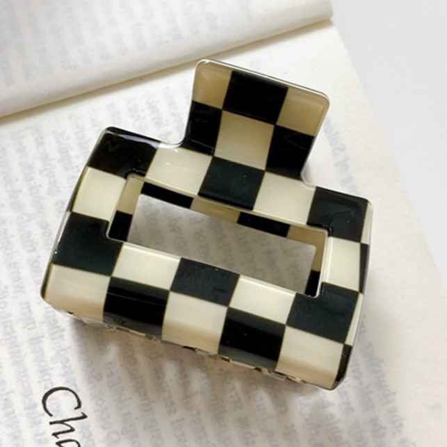 Retro Checkered Mini Hair Clip