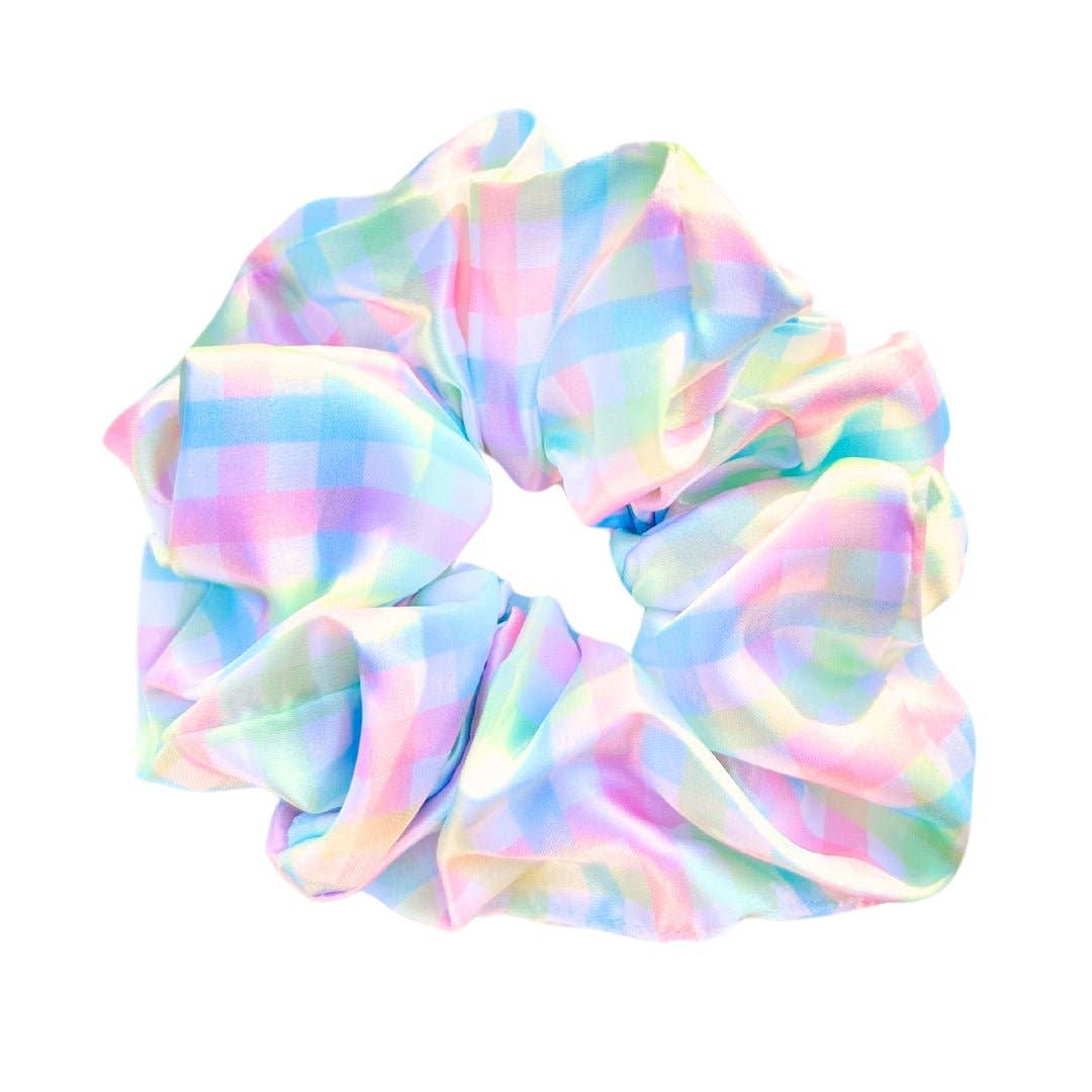 PASTEL GINGHAM - Printed Silk Scrunchie