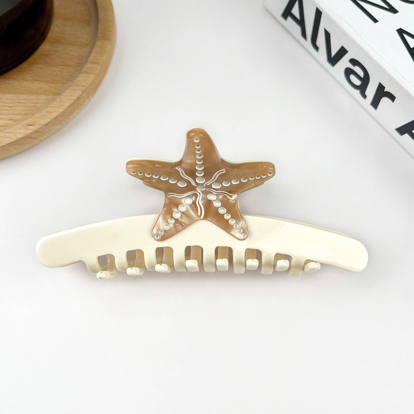 Starfish Hair Clip, Acetate Claw Clip: Beige-Small