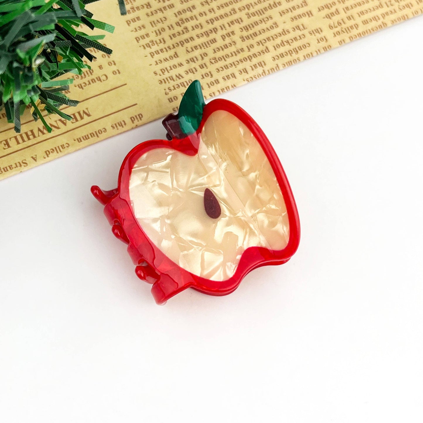 Mini Red Apple Hair Claw Clip