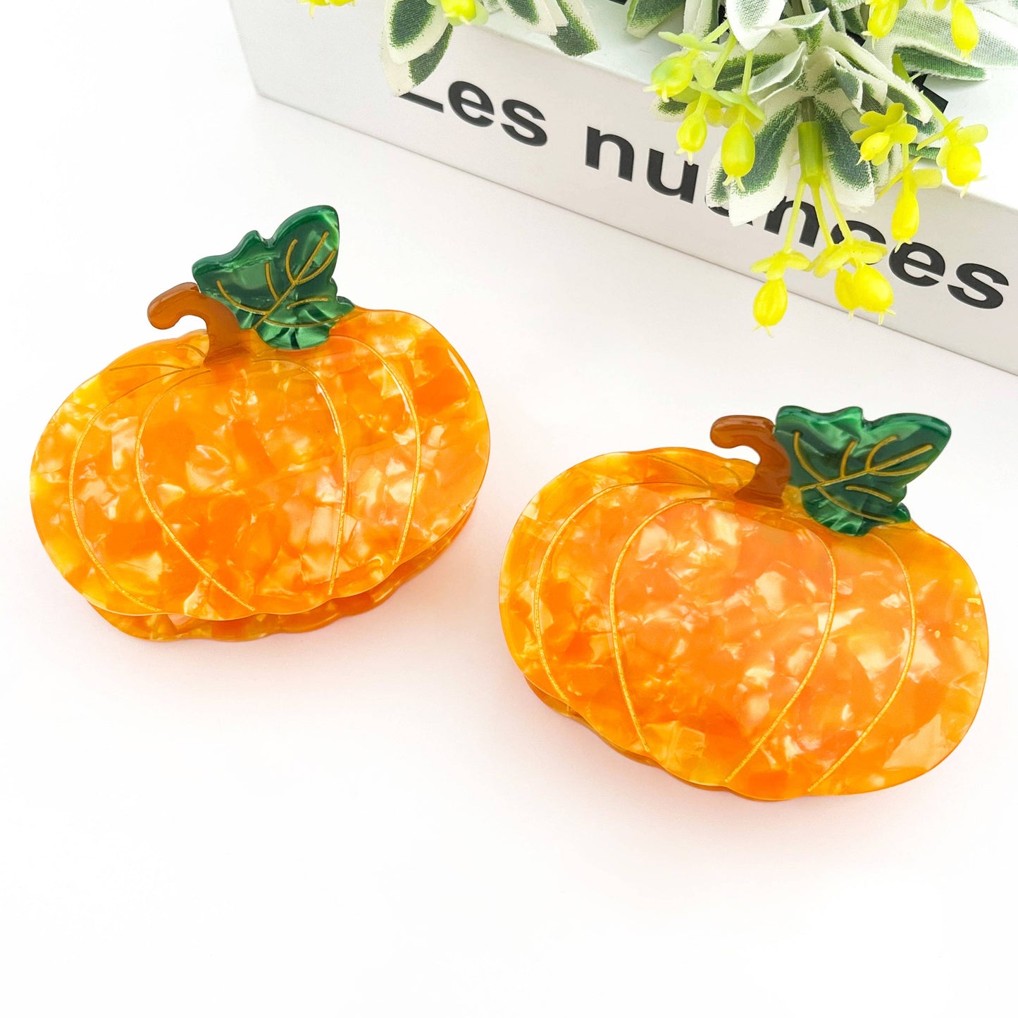 Orange Pumpkin Hair Claw Clip