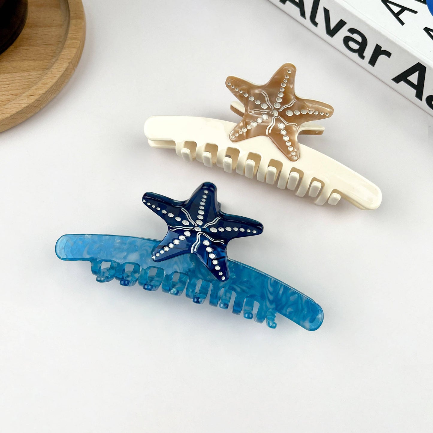 Starfish Hair Clip, Acetate Claw Clip: Beige-Small