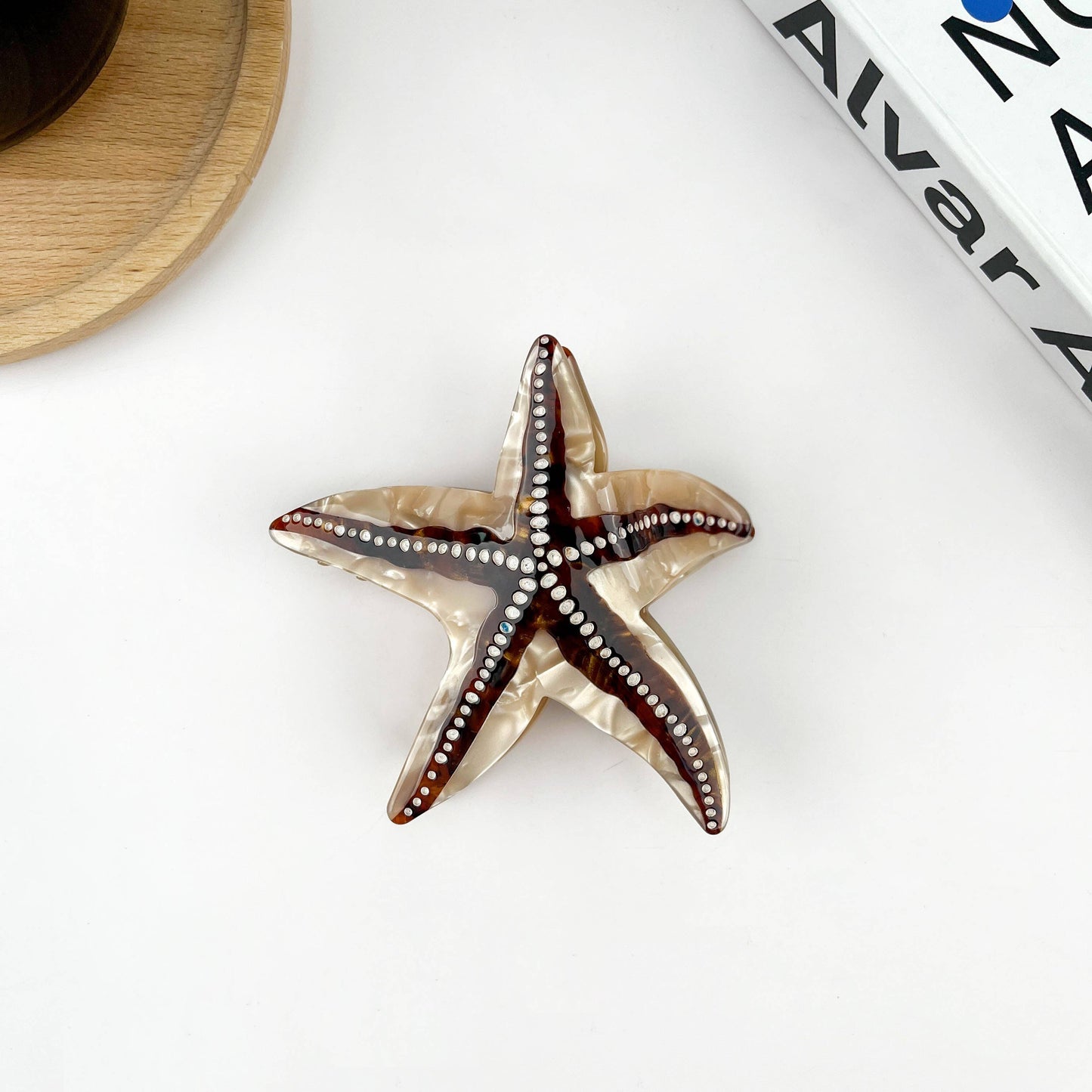 Starfish Hair Clip, Acetate Claw Clip: Beige-Small