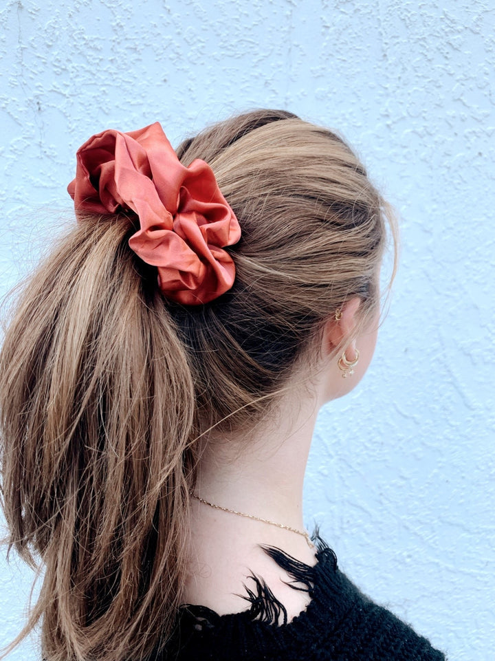 Amber Solid Silk Scrunchie