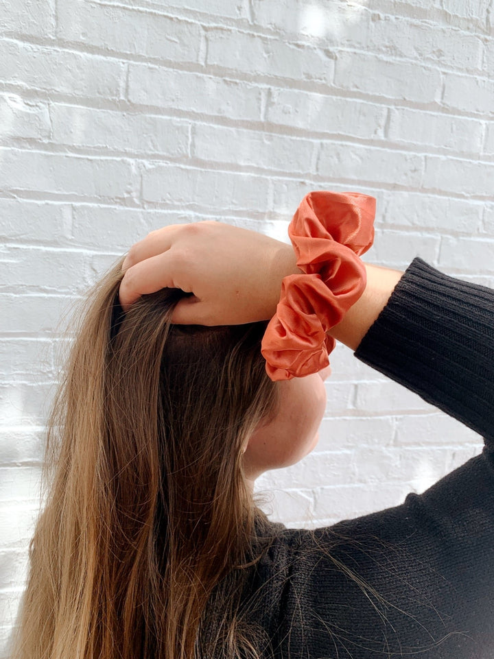 Amber Solid Silk Scrunchie