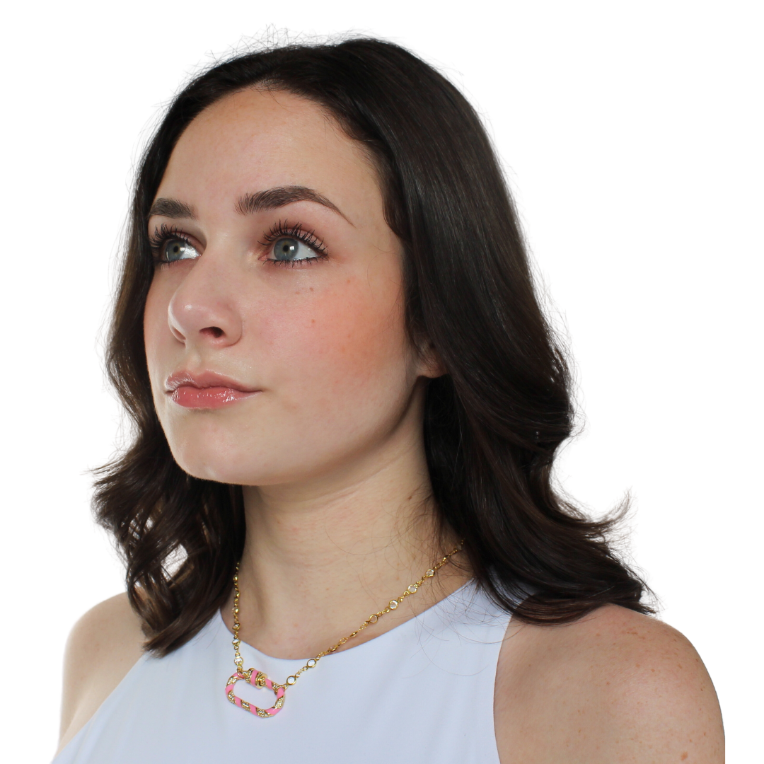 Pretty in Pink- Carabiner Candy Cane Stripe Lock Necklace