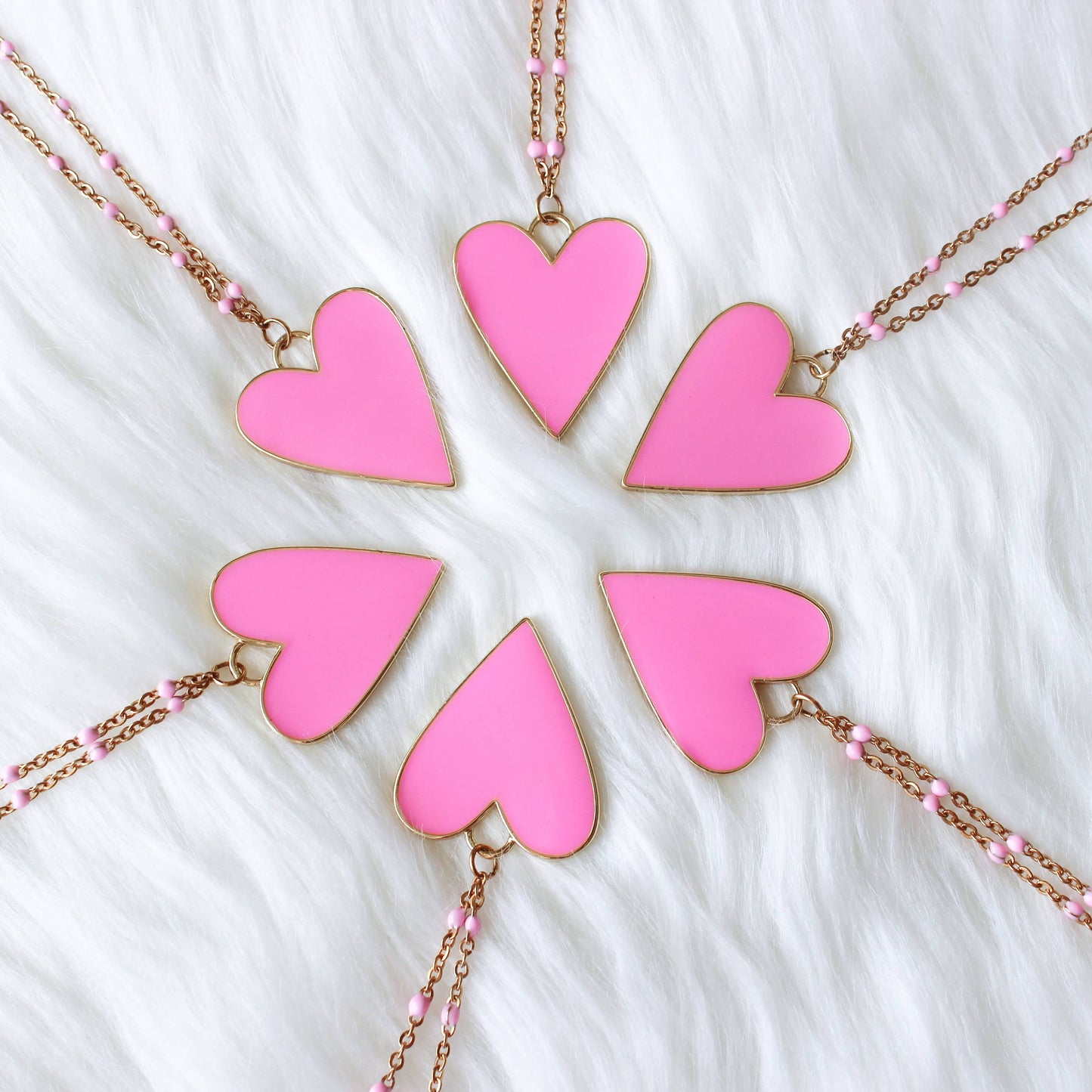 Wild at Heart- Pink Enamel Dotted Necklace