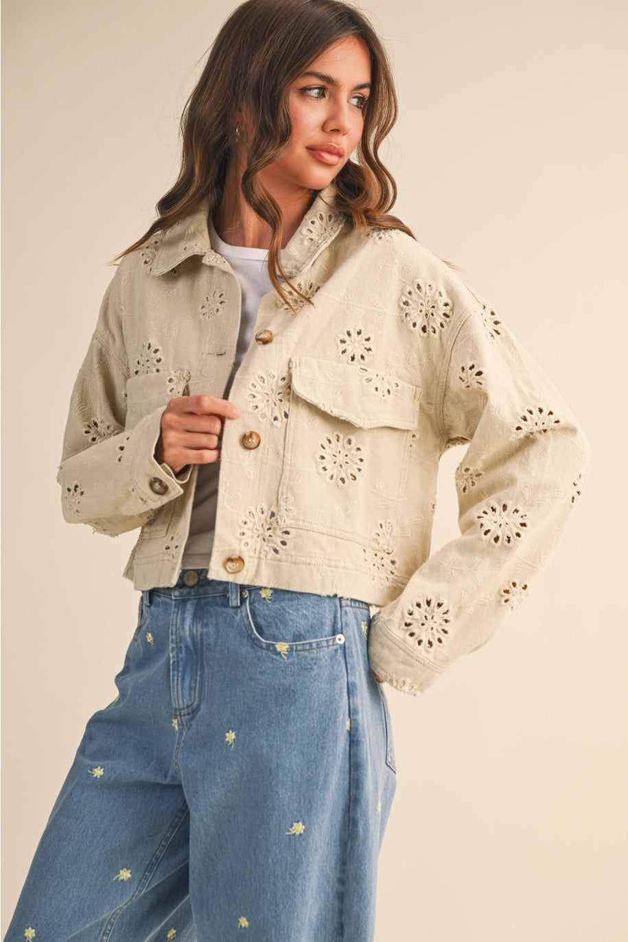 Sunny Eyelet Trucker Jacket