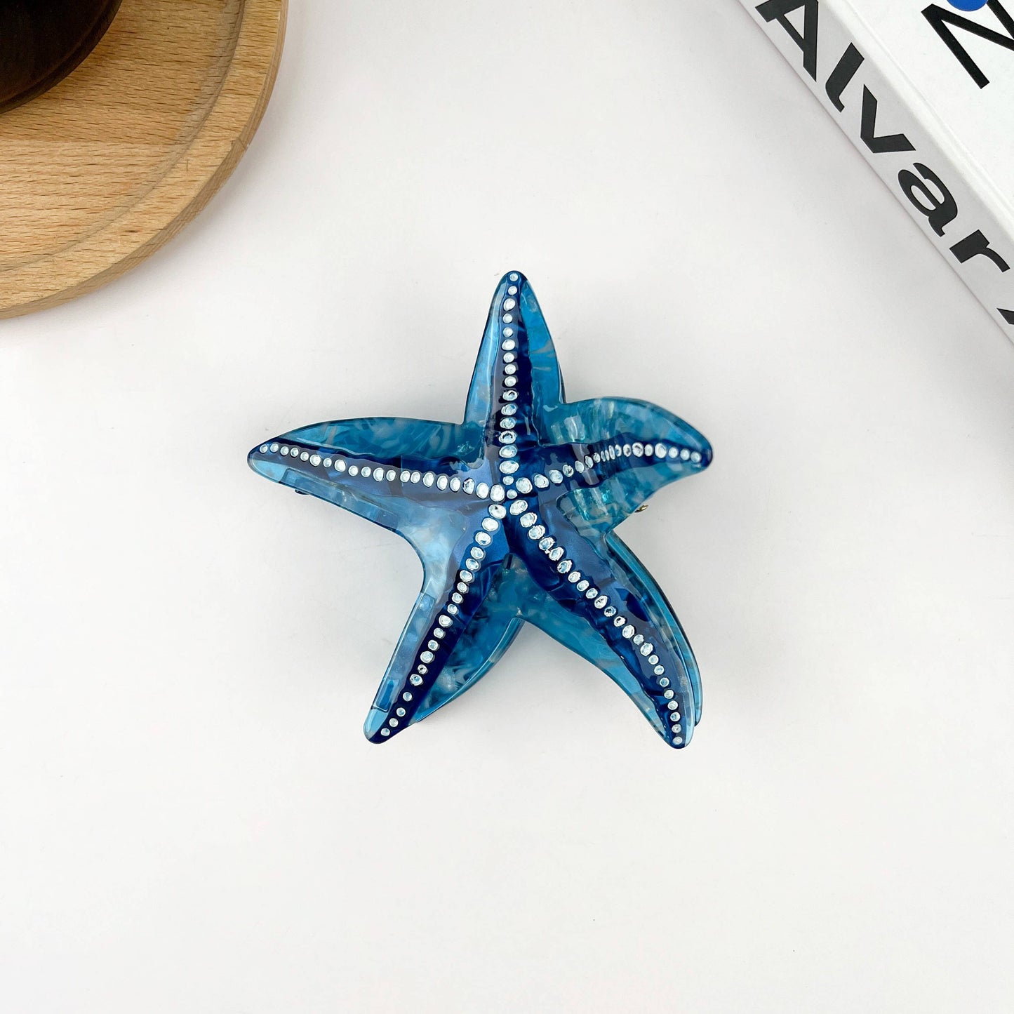 Starfish Hair Clip, Acetate Claw Clip: Beige-Small