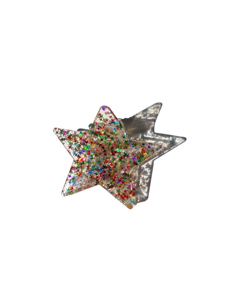 Big Star Glitter Claw Hair Clip: Pink