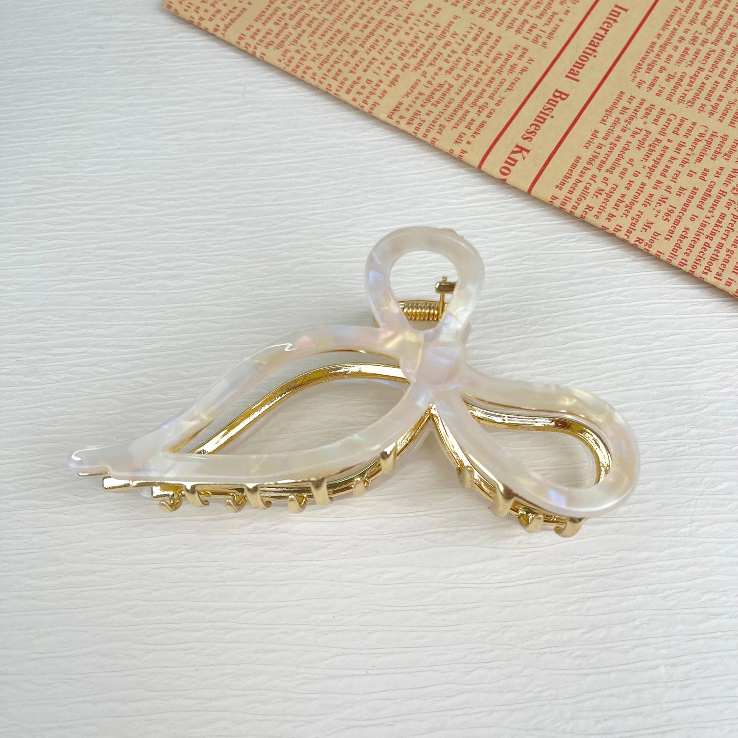 White Bow Hair Clip