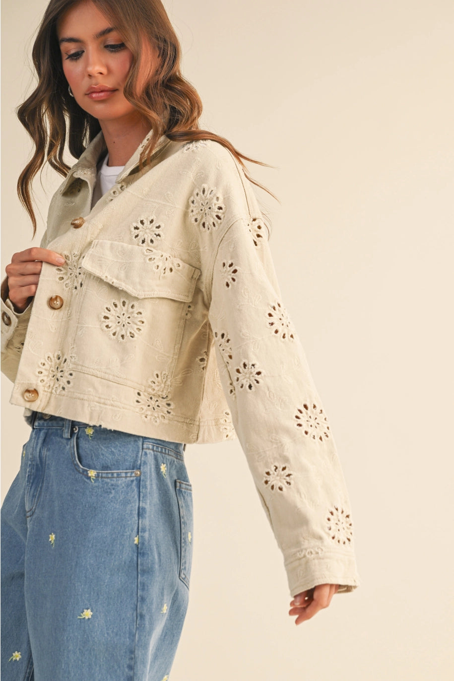 Sunny Eyelet Trucker Jacket