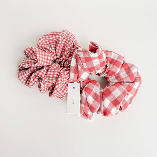 Red Gingham Scrunchie Set