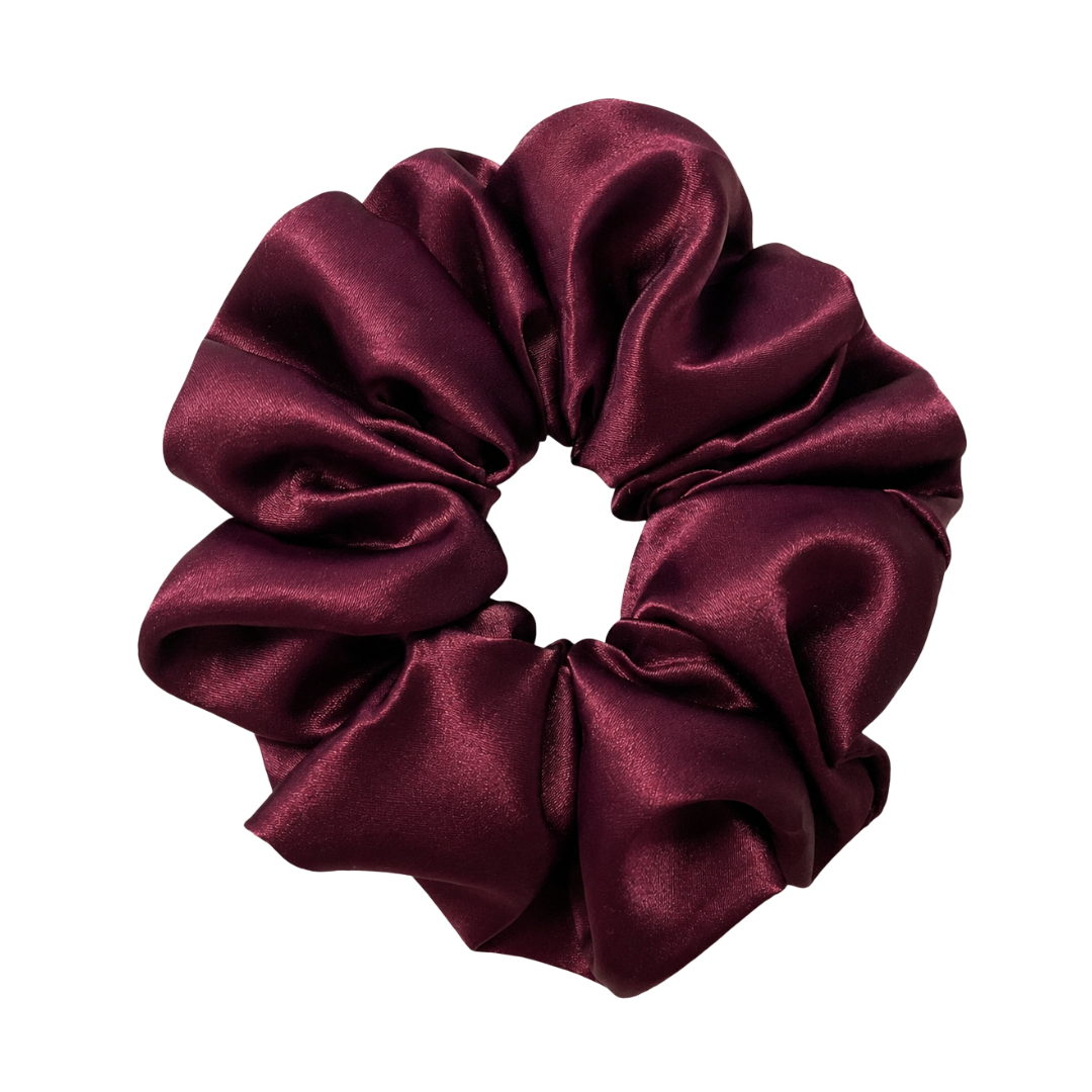 Maroon Solid Silk Scrunchie