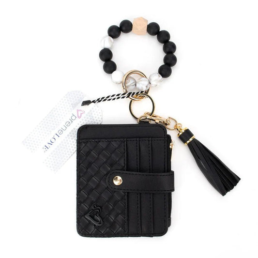 Calgary Vegan Leather Bracelet Card Case - Black Weave