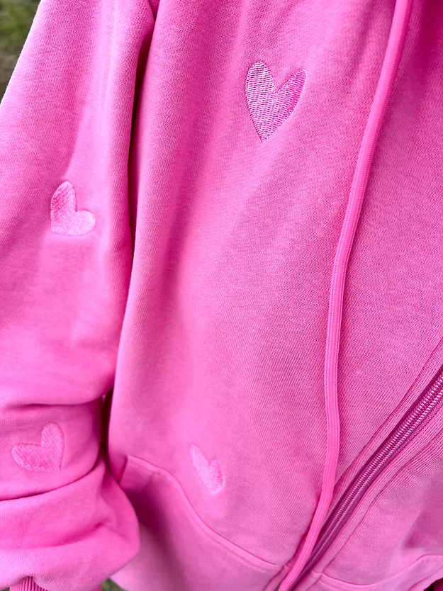 Lover Zip Up Hoodie- bubble gum