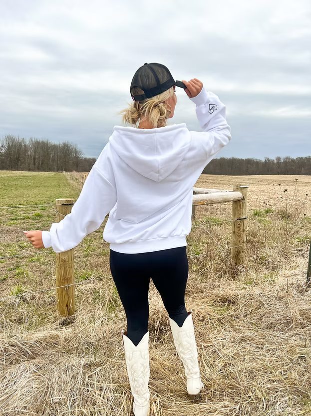 Howdy Honey Zip Up Hoodie- White