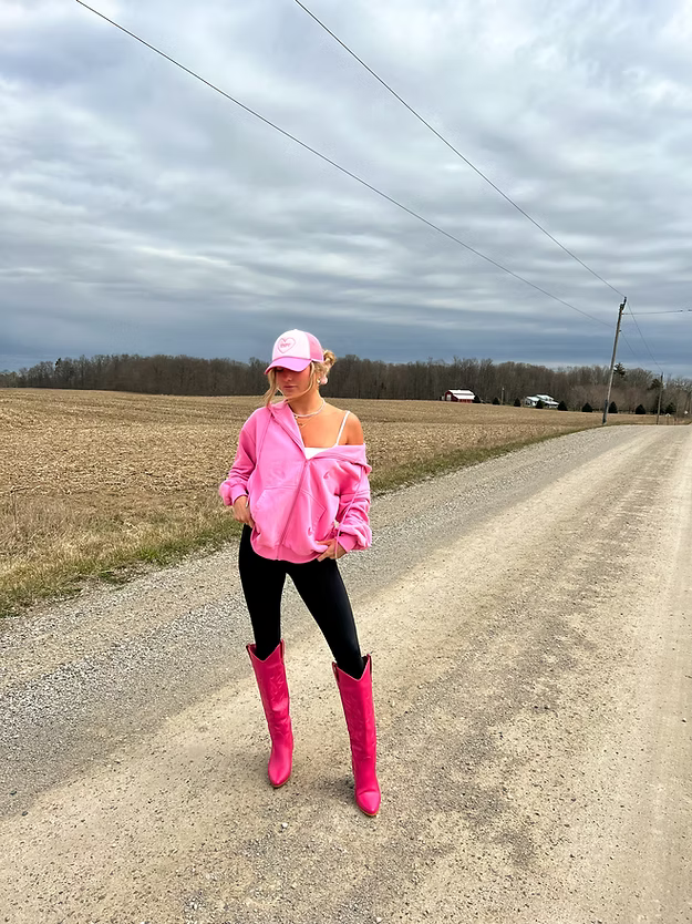 Lover Zip Up Hoodie- bubble gum