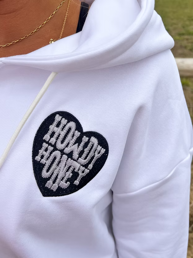 Howdy Honey Zip Up Hoodie- White