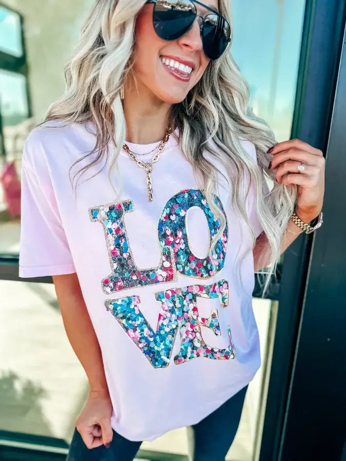 Sequin Print Love Tshirt