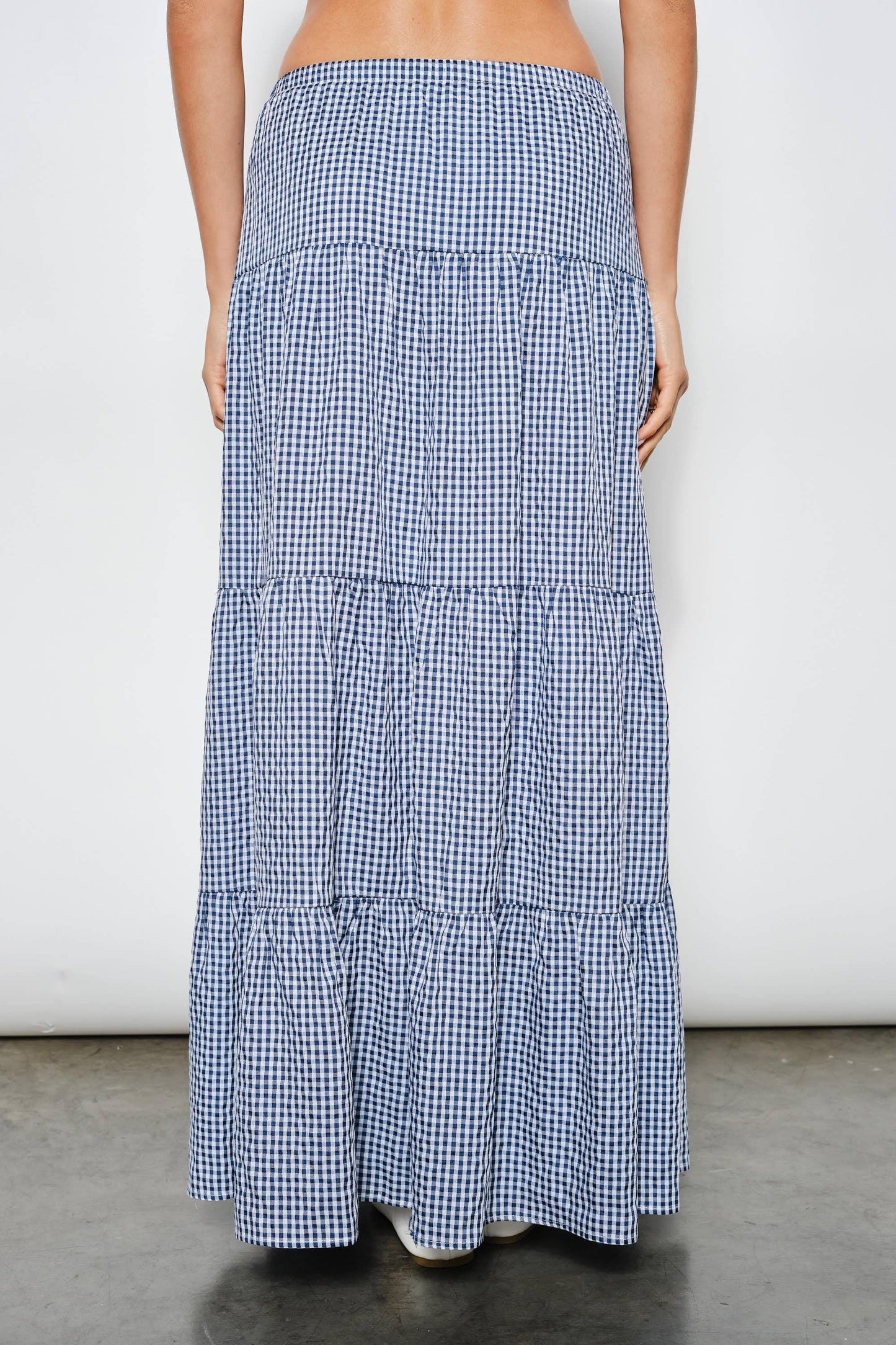 PAYDEN GINGHAM TIERED MAXI SKIRT