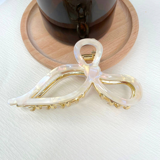White Bow Hair Clip