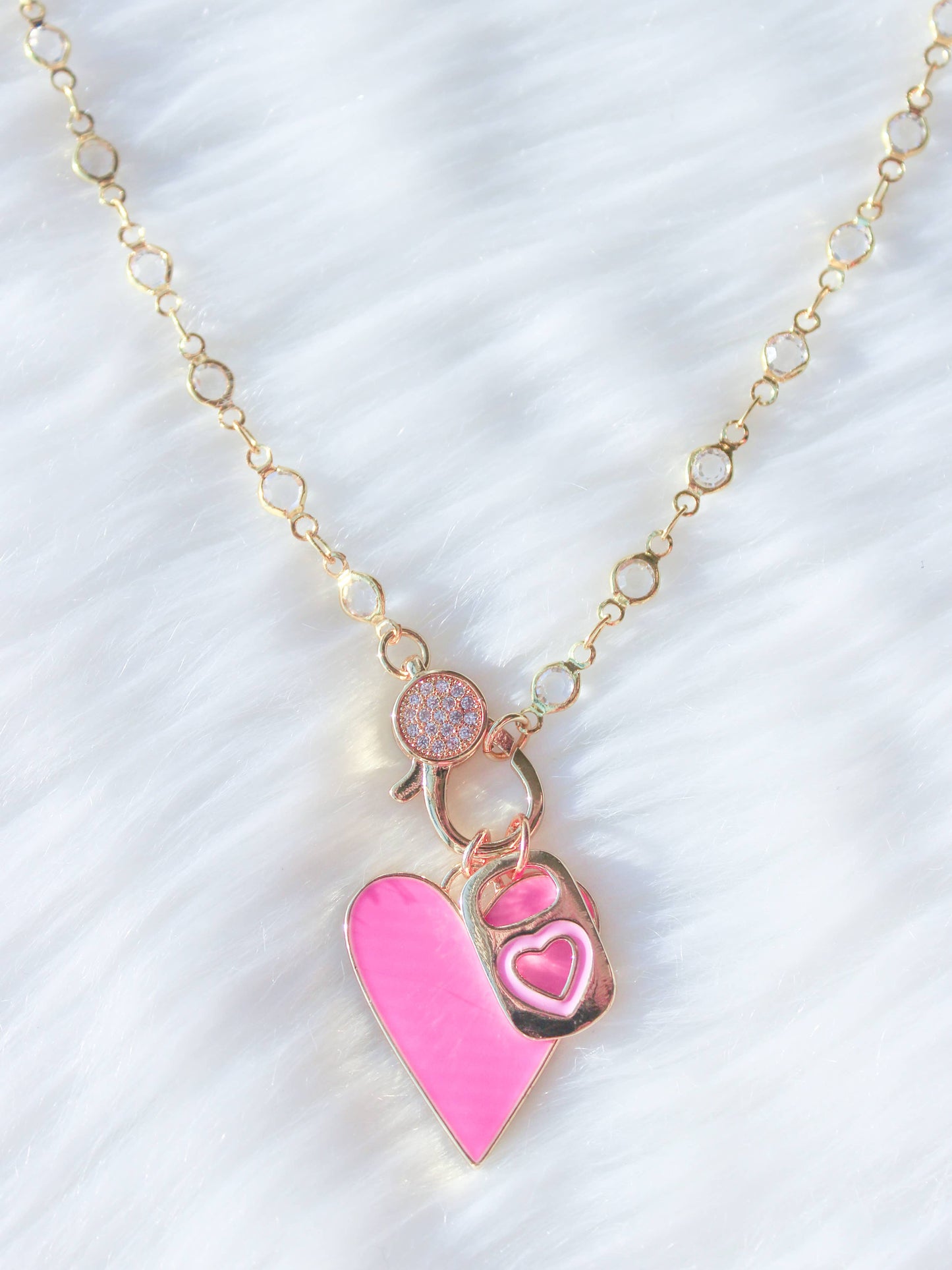 Pop Off Pink- Front Clasp Heart Soda Tab Charm Necklace