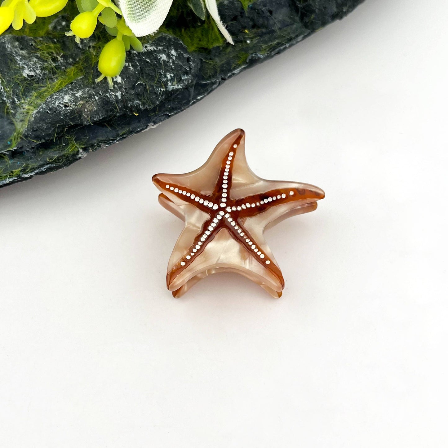Starfish Hair Clip, Acetate Claw Clip: Beige-Small