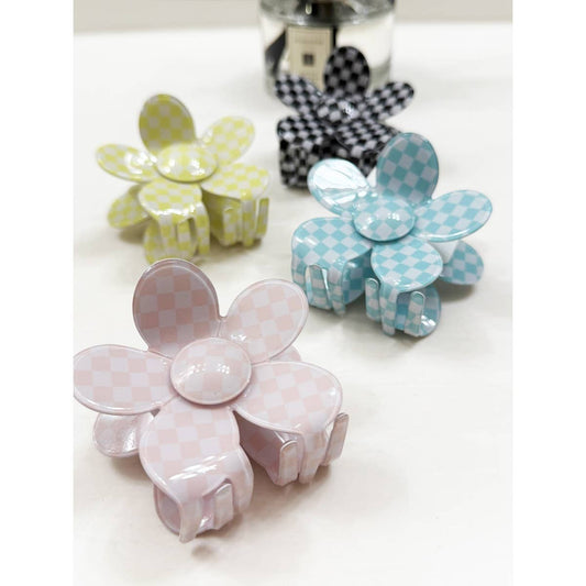Checkered Daisy Hair Clip