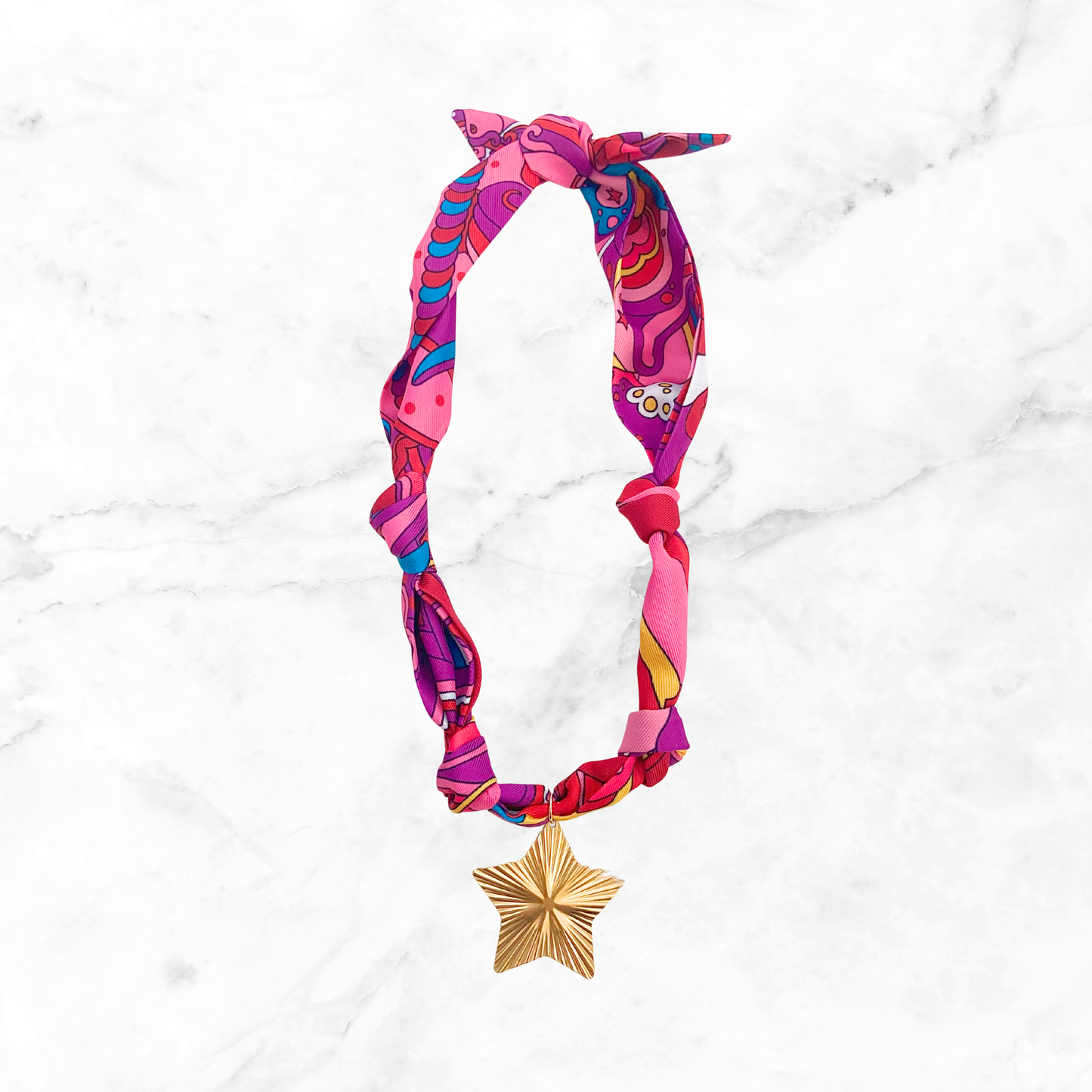 Pink Starfruit Scarf Necklace
