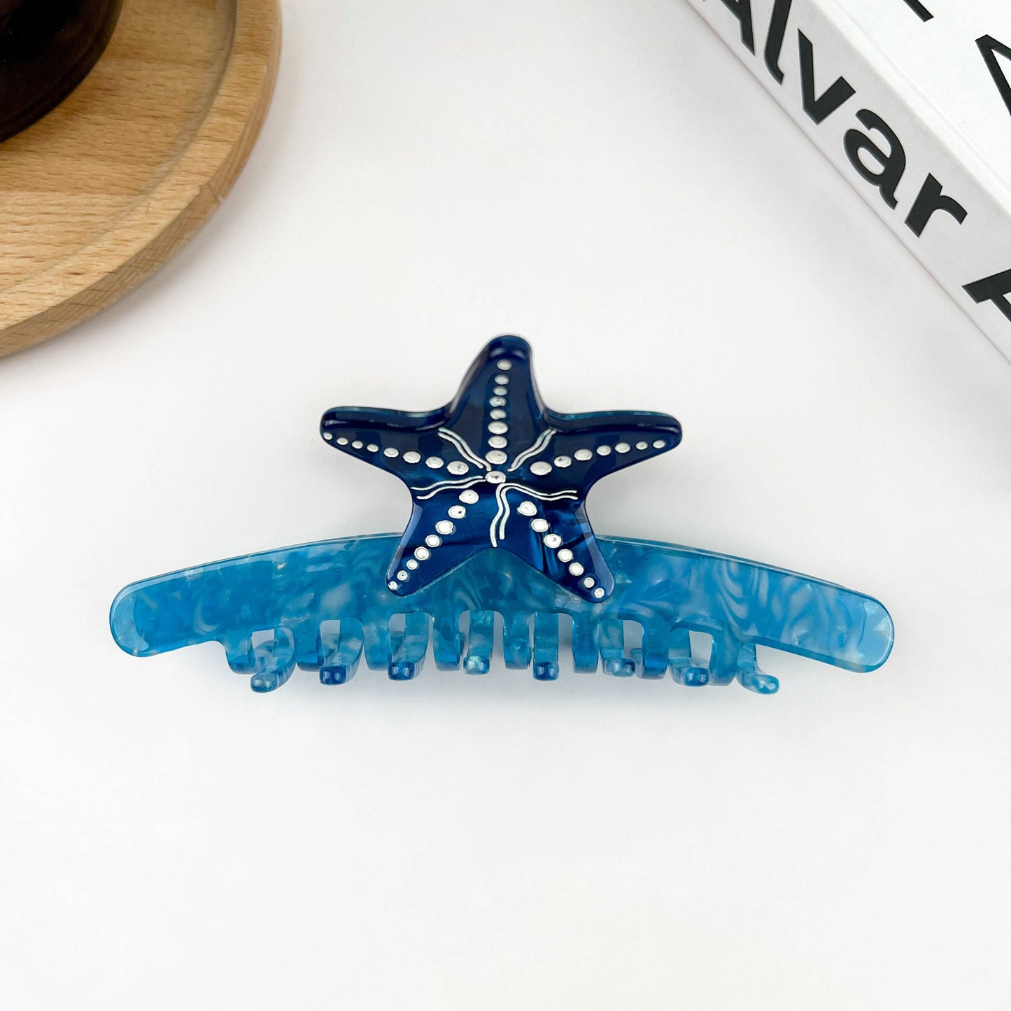 Starfish Hair Clip, Acetate Claw Clip: Beige-Small