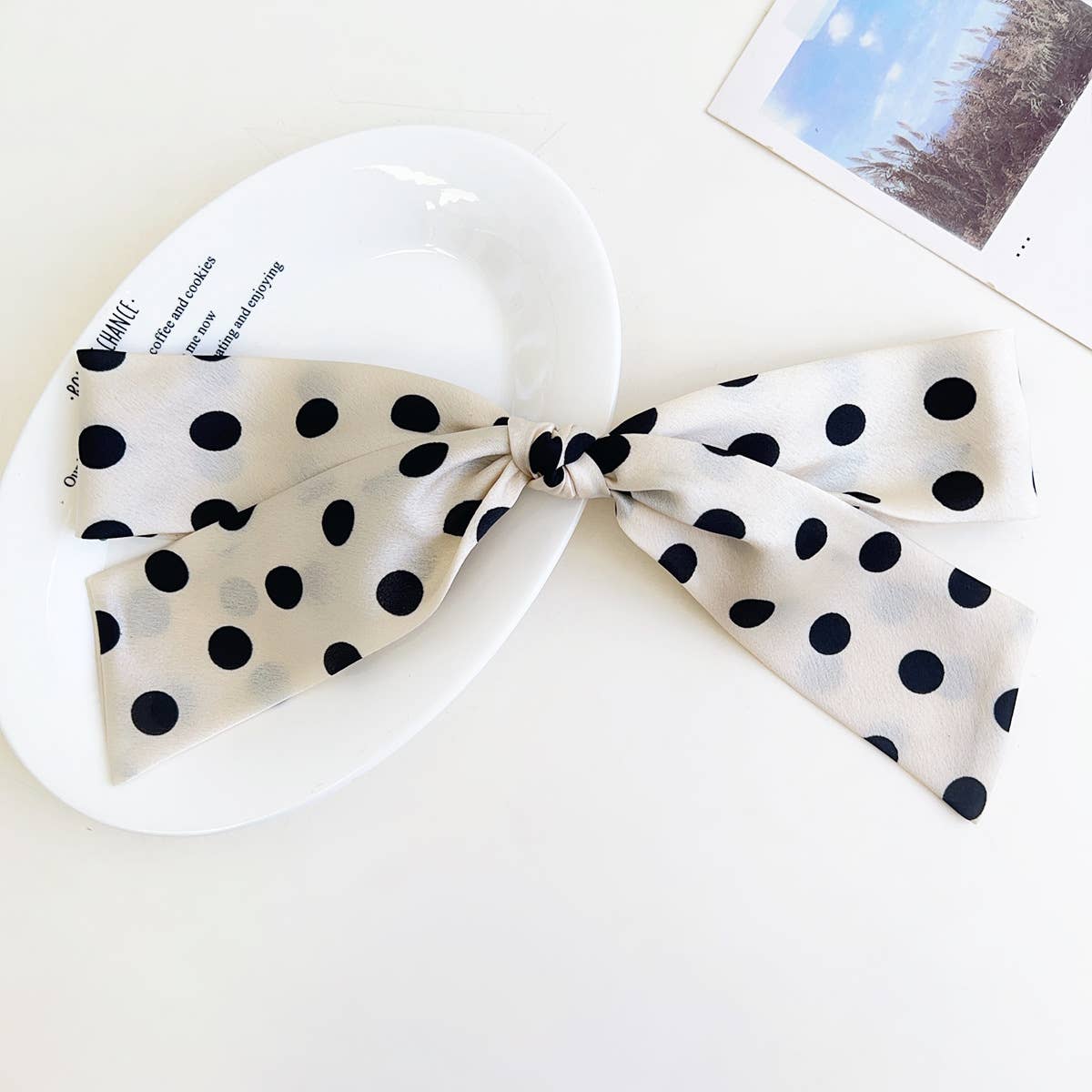 Polka Dot Ribbon Bow French Barrette Clip