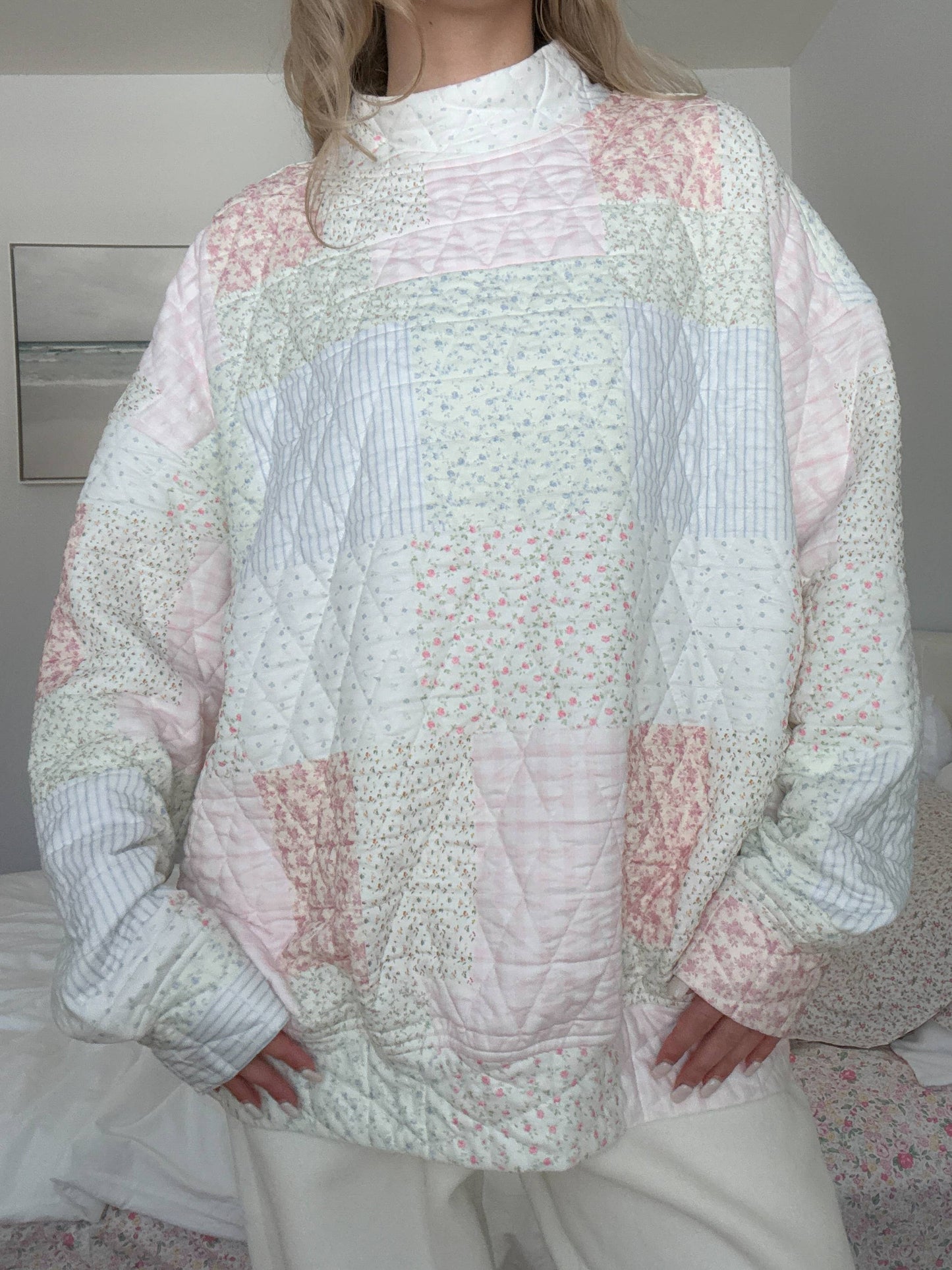 NEW!! Quilted Pastel Mockneck Sweatshirt