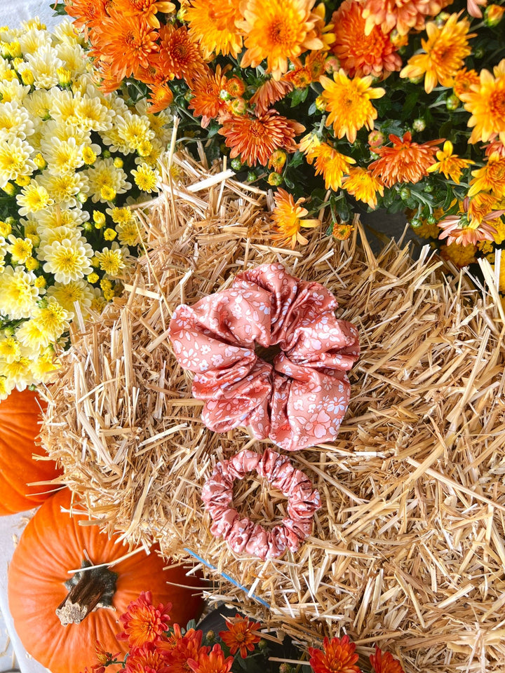 Fall Floral Silk Scrunchie