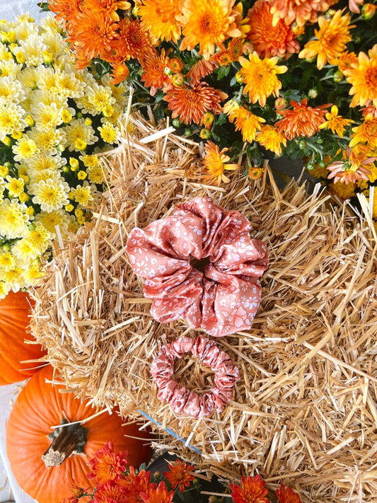 Fall Floral Silk Scrunchie