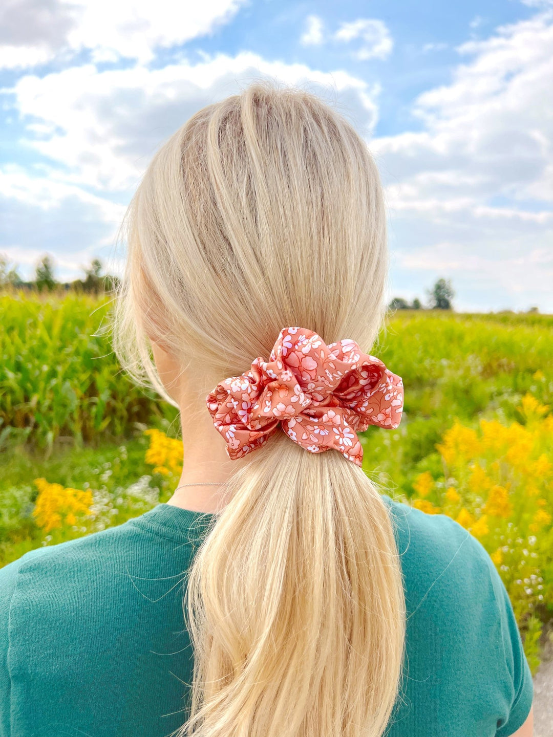 Fall Floral Silk Scrunchie