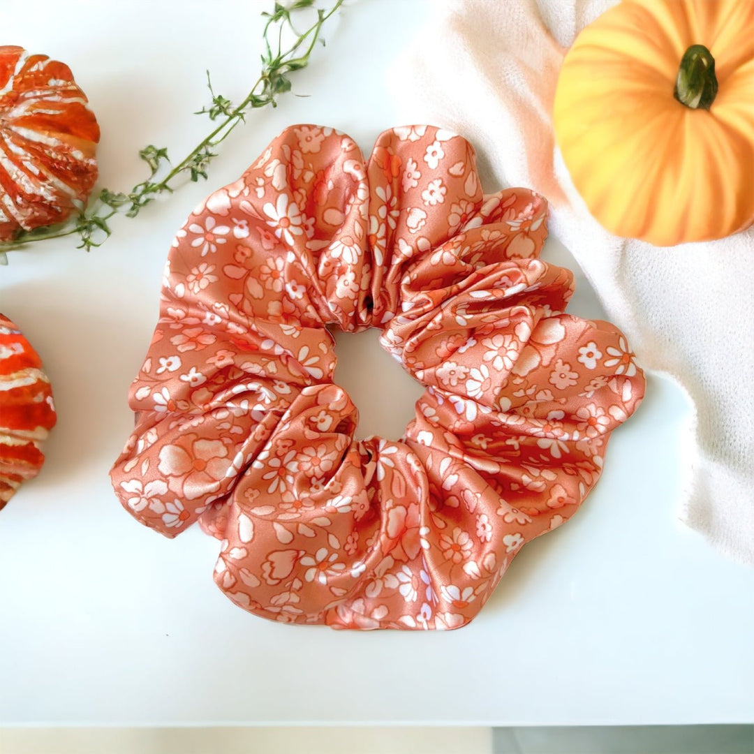 Fall Floral Silk Scrunchie
