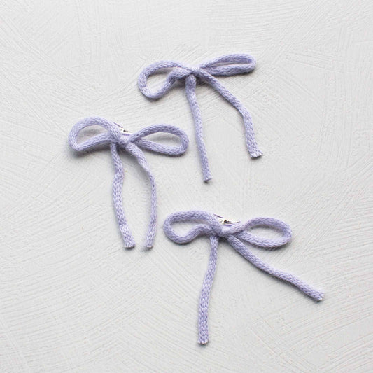 Angora Knit Ribbon Hair Bow Pin Set