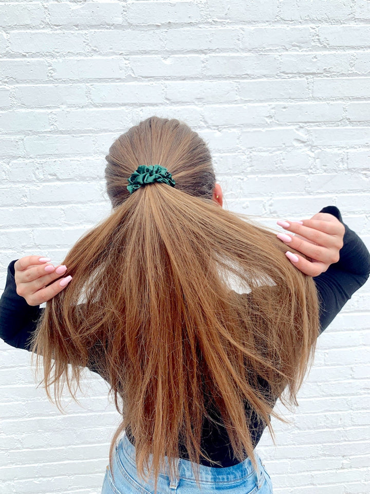 Forest Green Skinny Silk Scrunchie