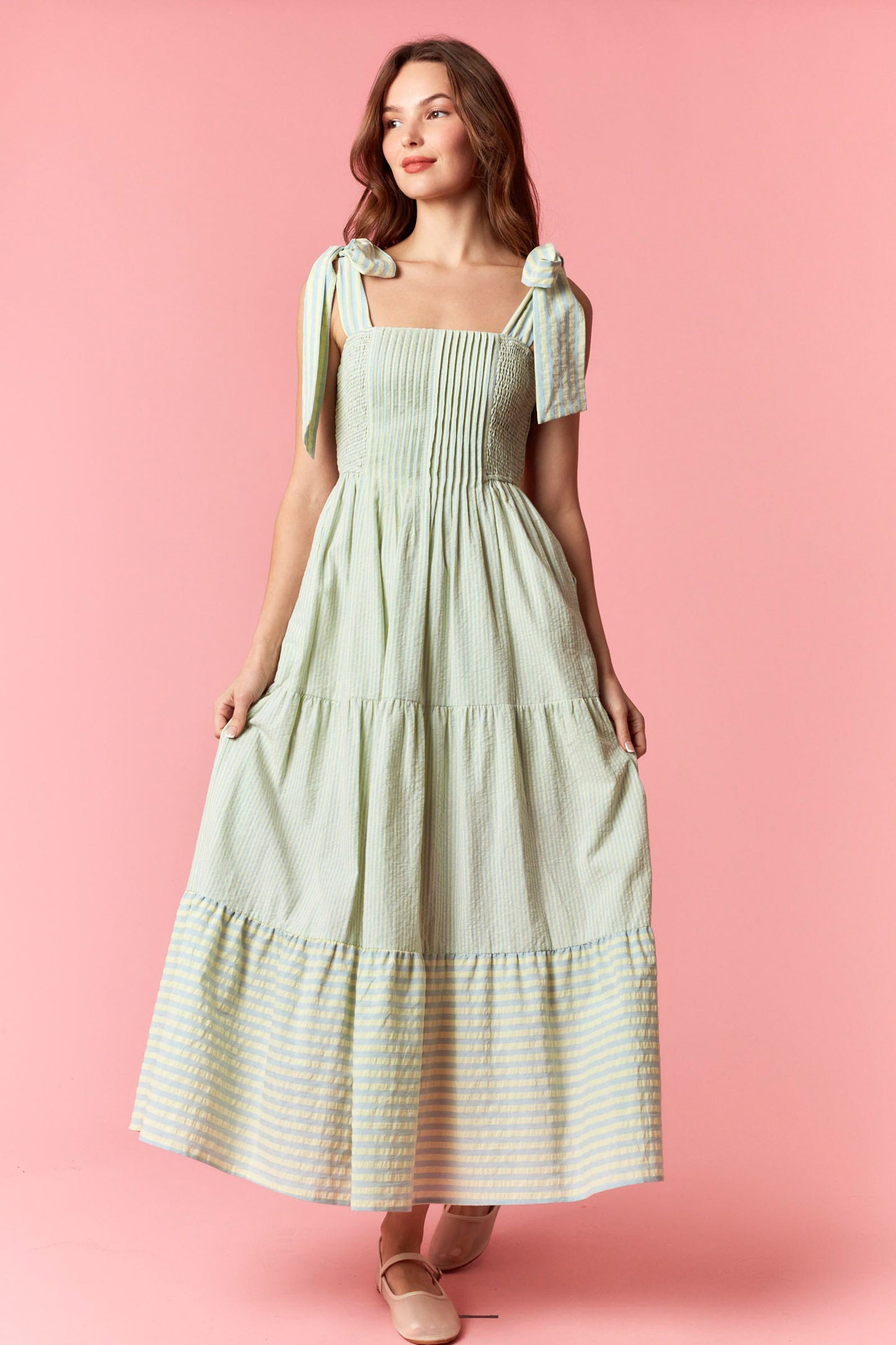 Matcha Striped Maxi Dress