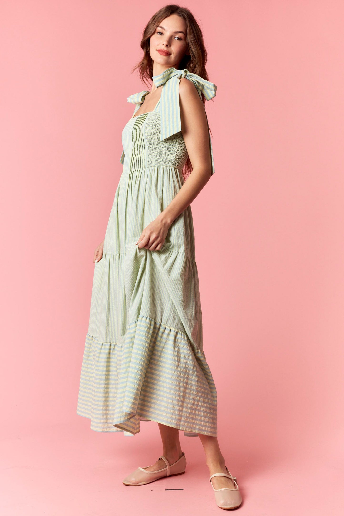 Matcha Striped Maxi Dress