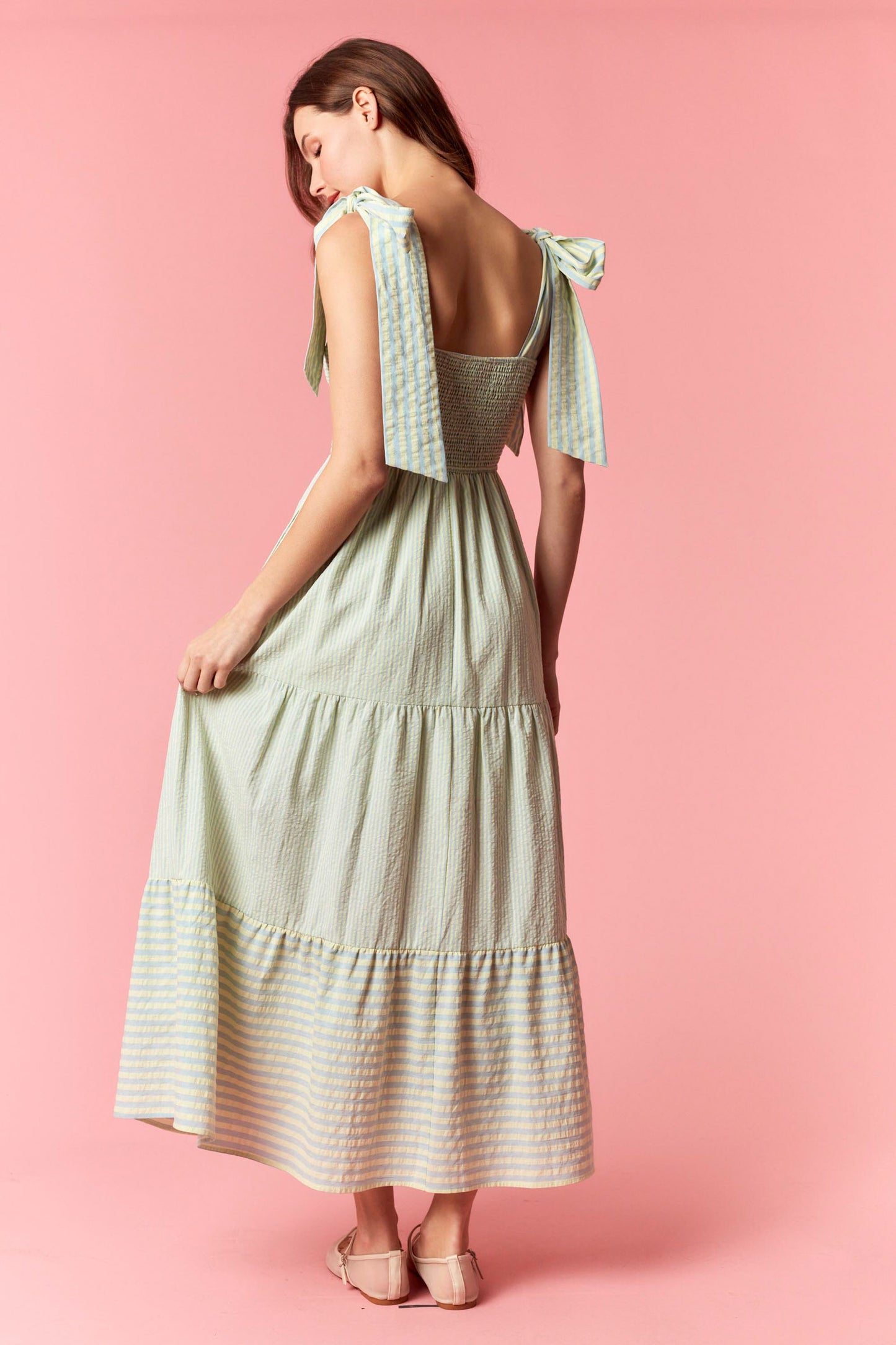 Matcha Striped Maxi Dress