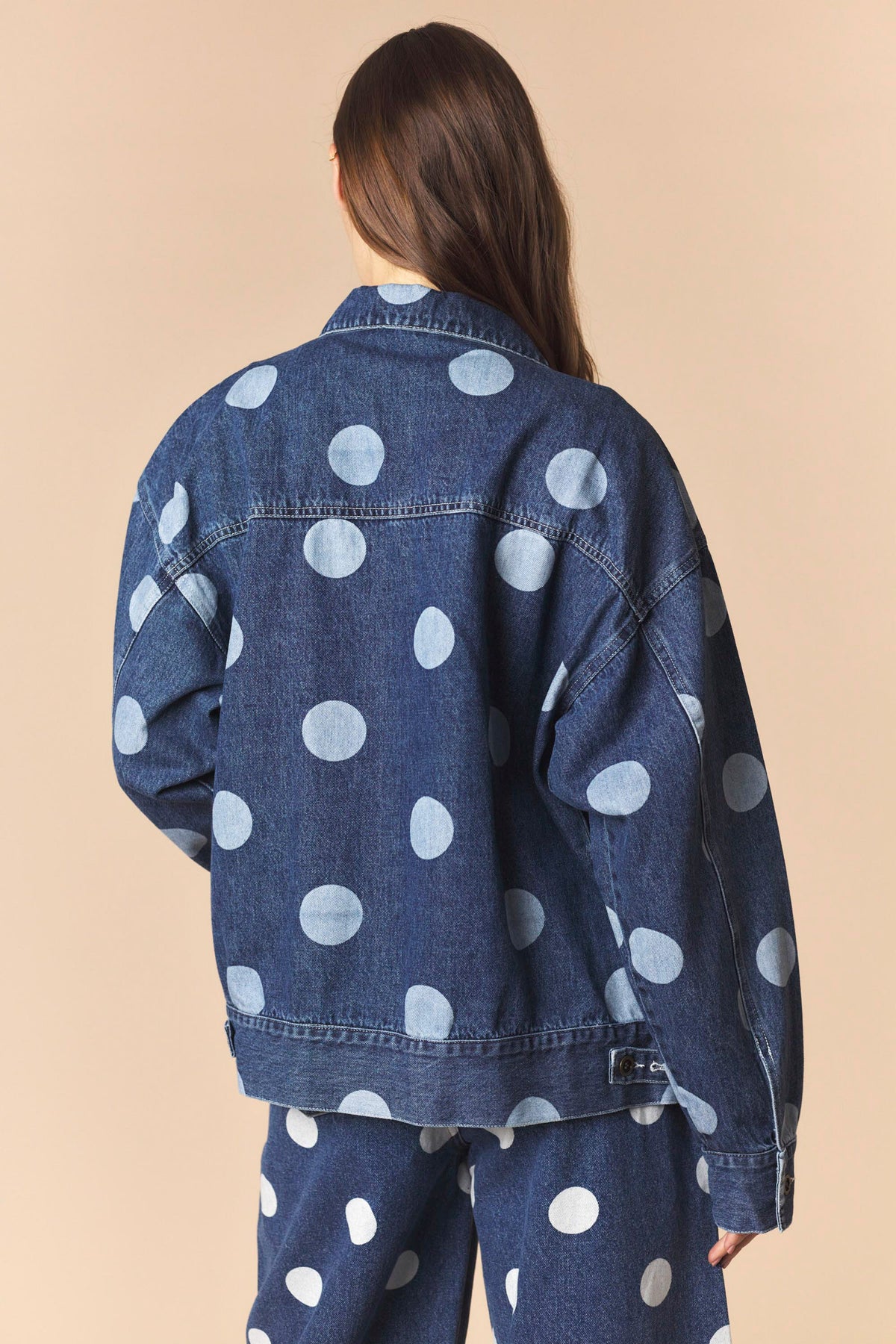 Polka Dot Denim Trucker Jacket