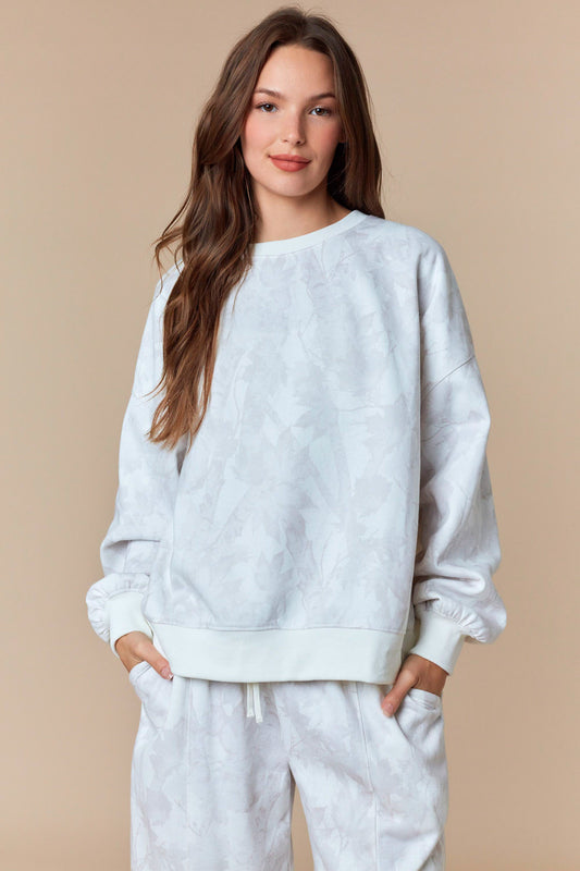 Hidden in Bloom Camo Sweat Set- Pale Beige