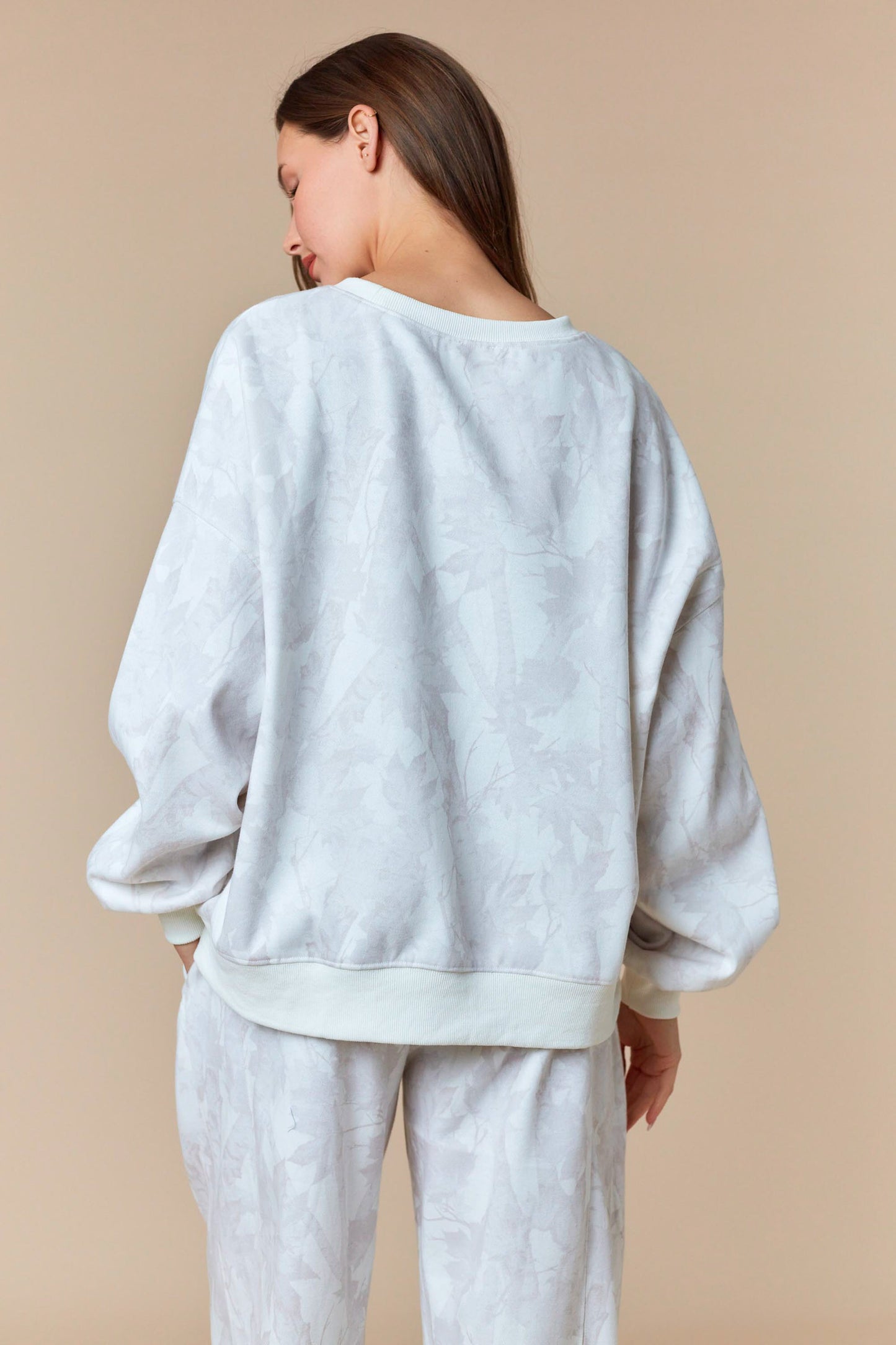 Hidden in Bloom Camo Sweat Set- Pale Beige