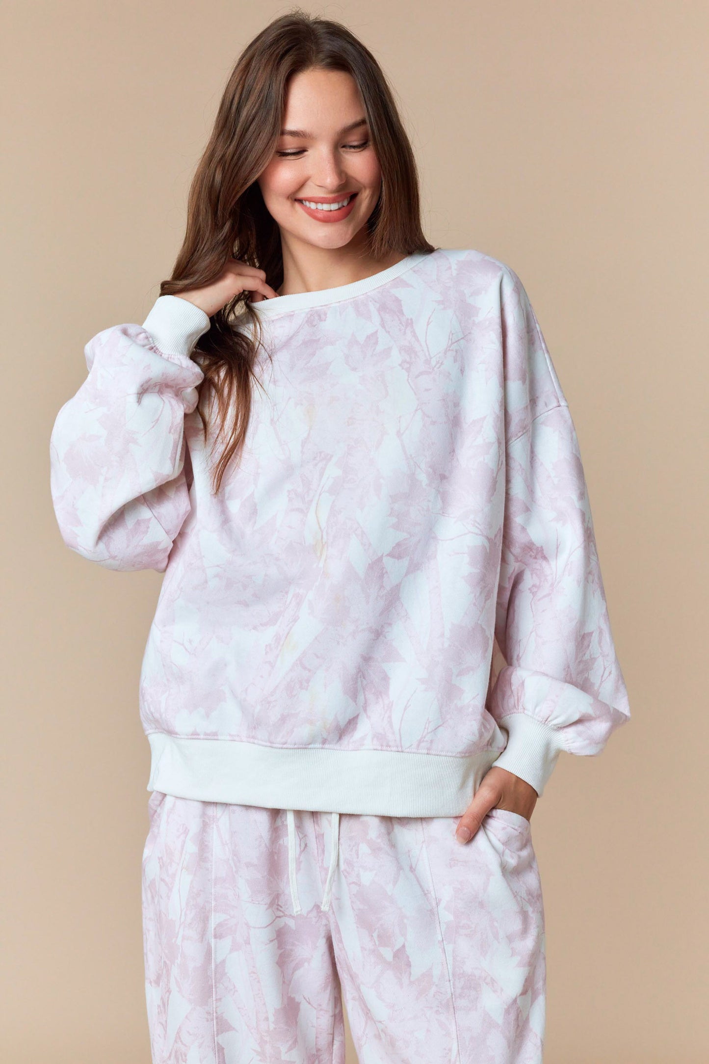 Hidden in Bloom Camo Sweat Set- Blush Pink