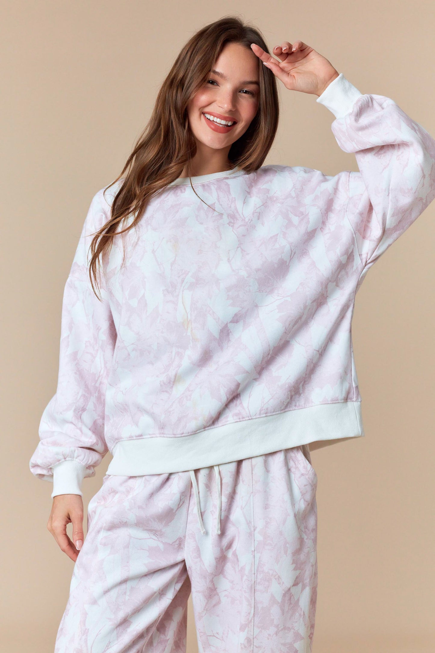 Hidden in Bloom Camo Sweat Set- Blush Pink
