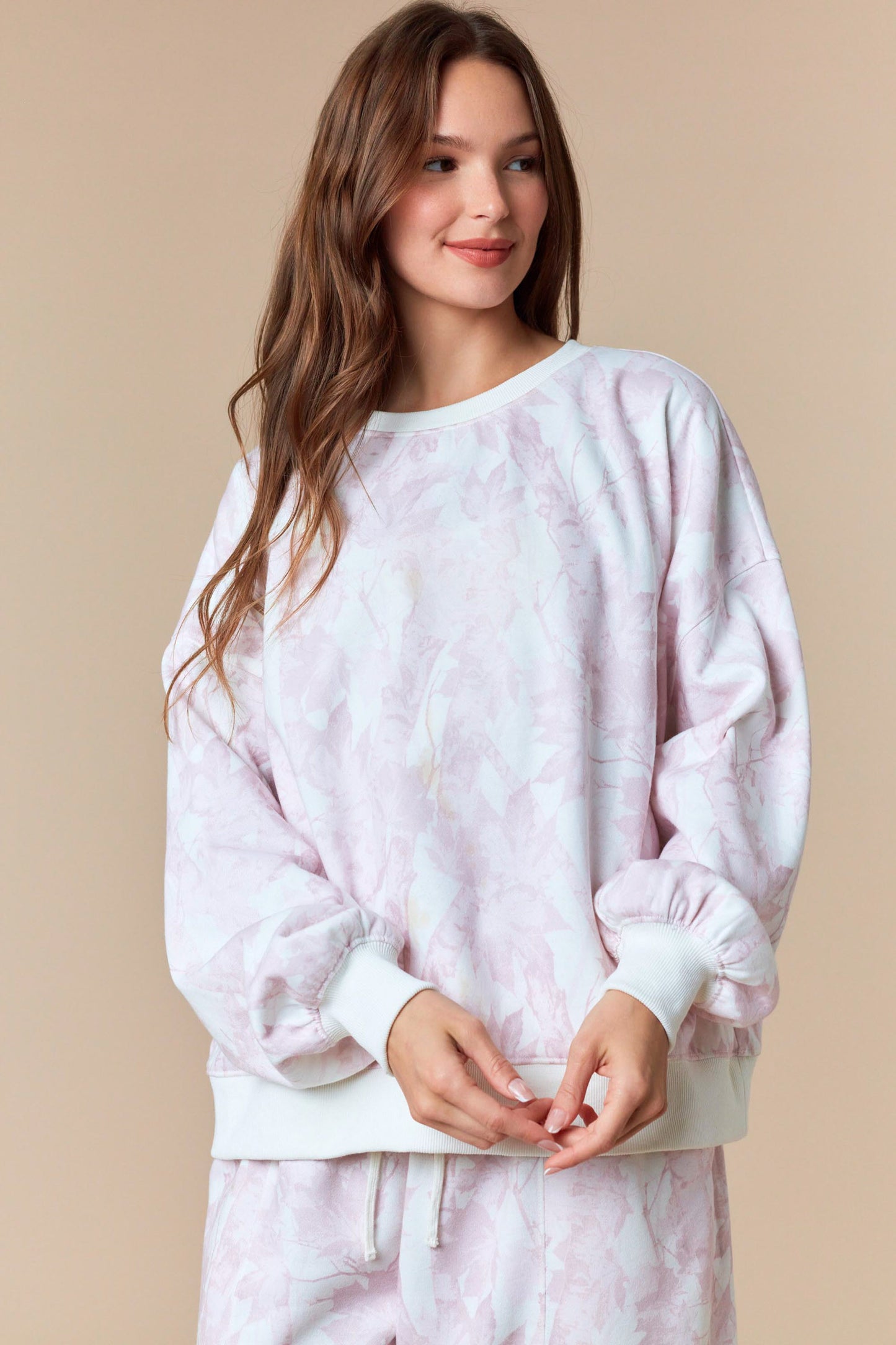 Hidden in Bloom Camo Sweat Set- Blush Pink