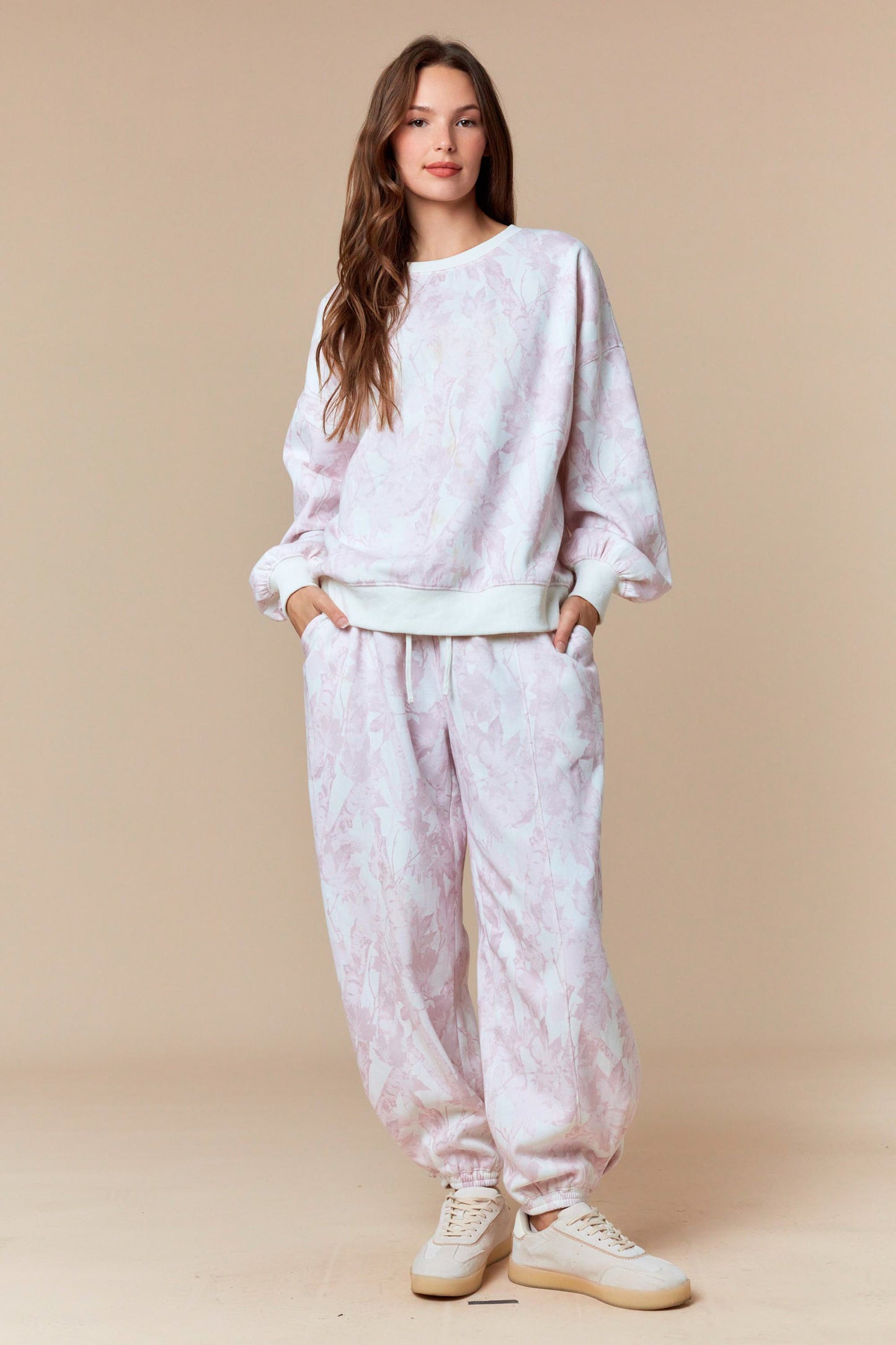 Hidden in Bloom Camo Sweat Set- Blush Pink