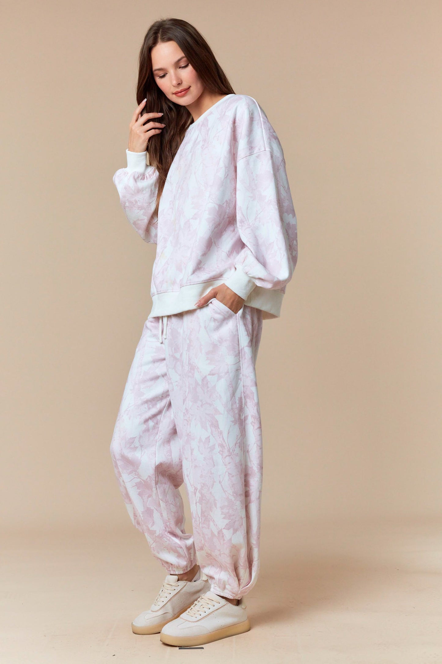 Hidden in Bloom Camo Sweat Set- Blush Pink